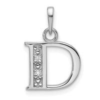 14K White Gold Diamond Letter D Initial Pendant-YC1541WD