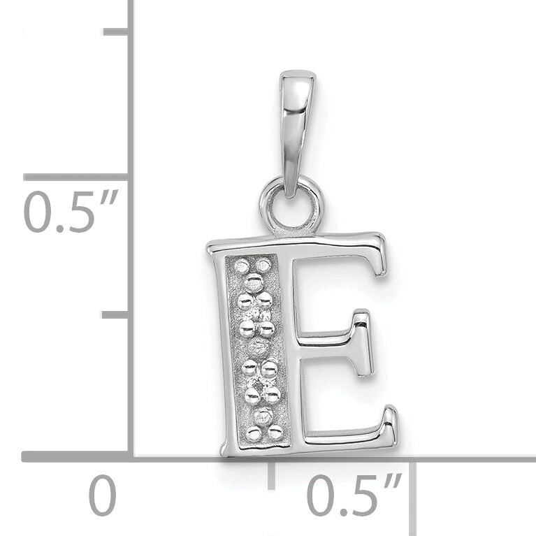 14K White Gold Diamond Letter E Initial Pendant-YC1541WE