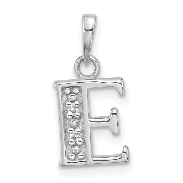 14K White Gold Diamond Letter E Initial Pendant-YC1541WE