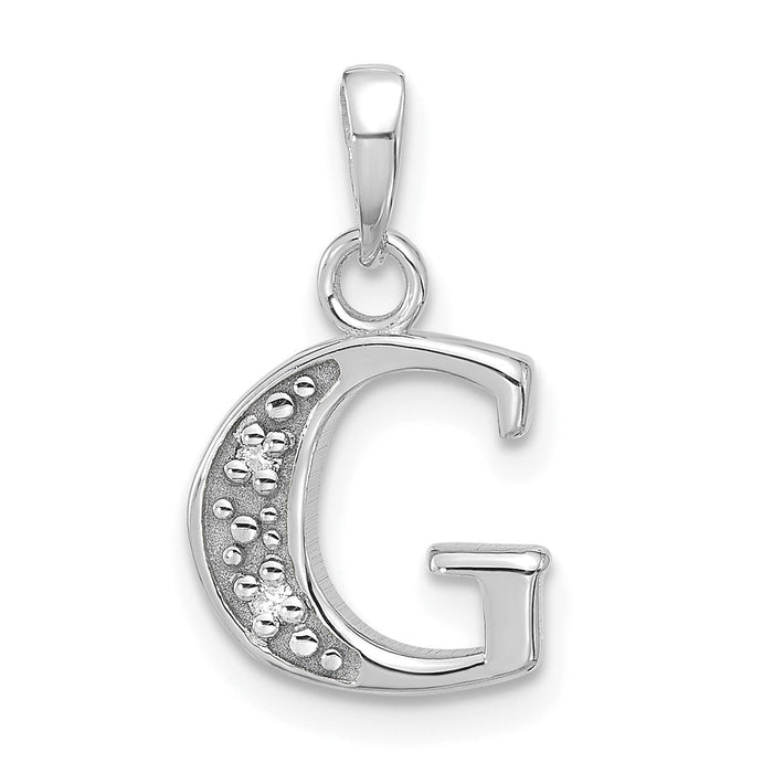 14K White Gold Diamond Letter G Initial Pendant-YC1541WG
