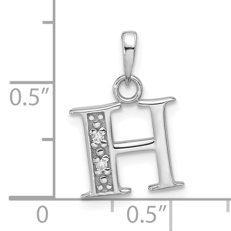 14K White Gold Diamond Letter H Initial Pendant-YC1541WH