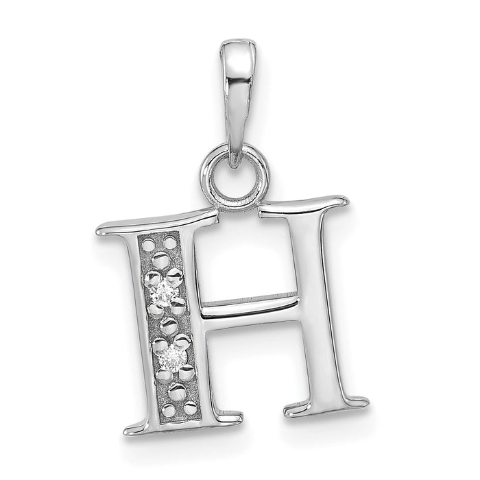 14K White Gold Diamond Letter H Initial Pendant-YC1541WH