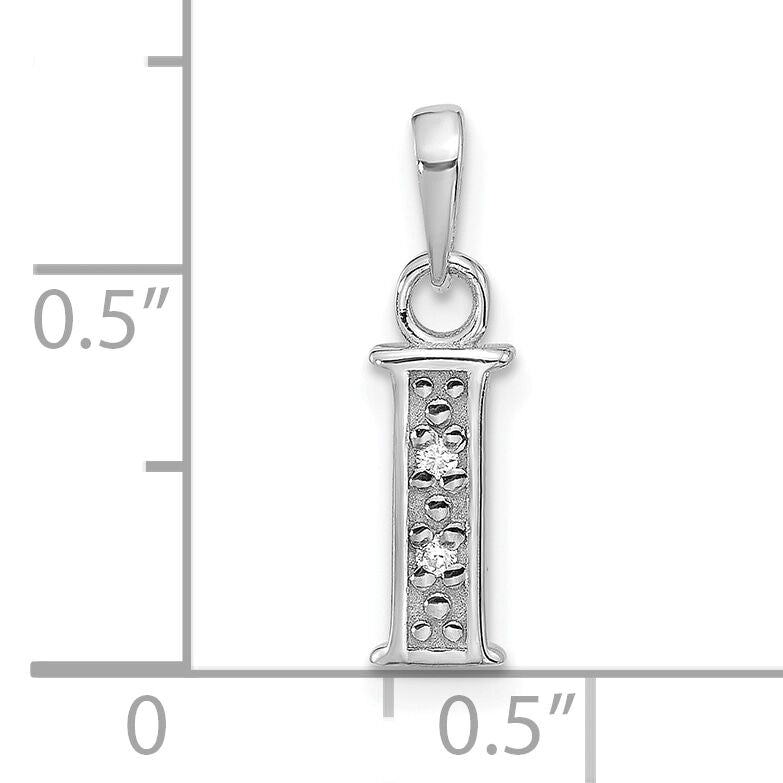 14K White Gold Diamond Letter I Initial Pendant-YC1541WI