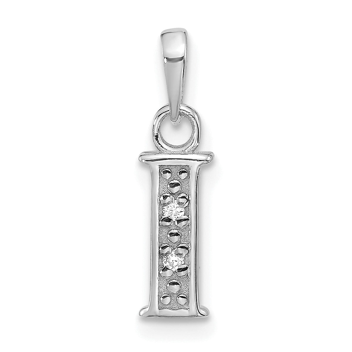 14K White Gold Diamond Letter I Initial Pendant-YC1541WI