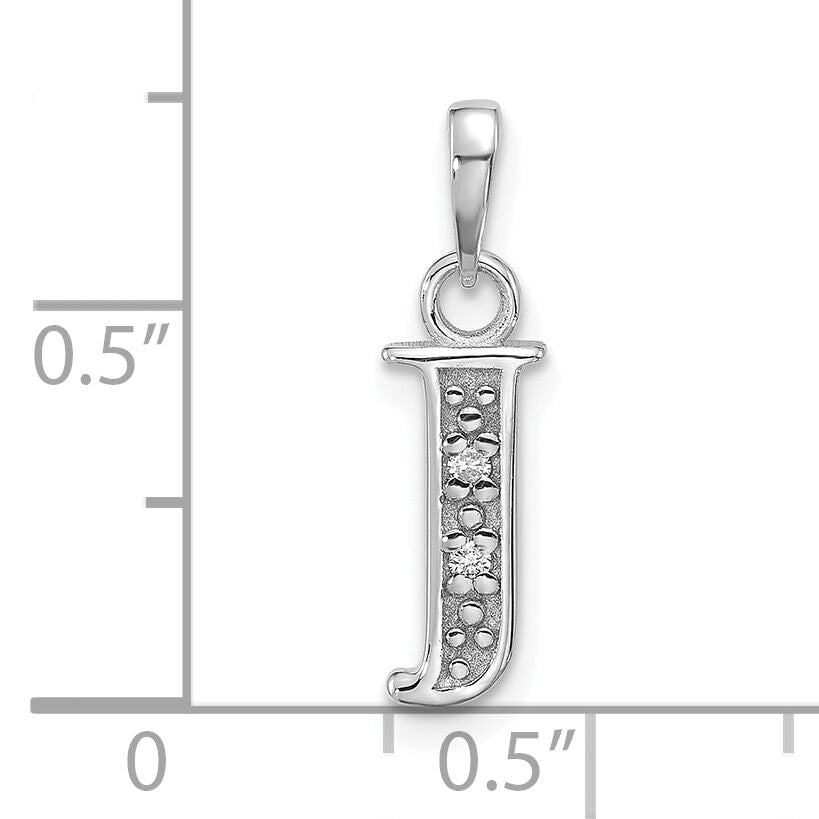 14K White Gold Diamond Letter J Initial Pendant-YC1541WJ