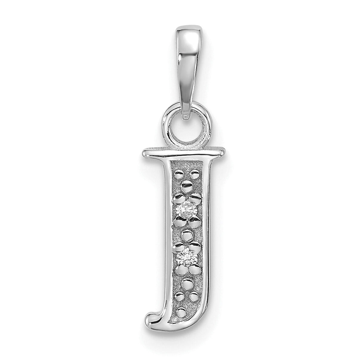 14K White Gold Diamond Letter J Initial Pendant-YC1541WJ