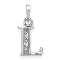 14K White Gold Diamond Letter L Initial Pendant-YC1541WL