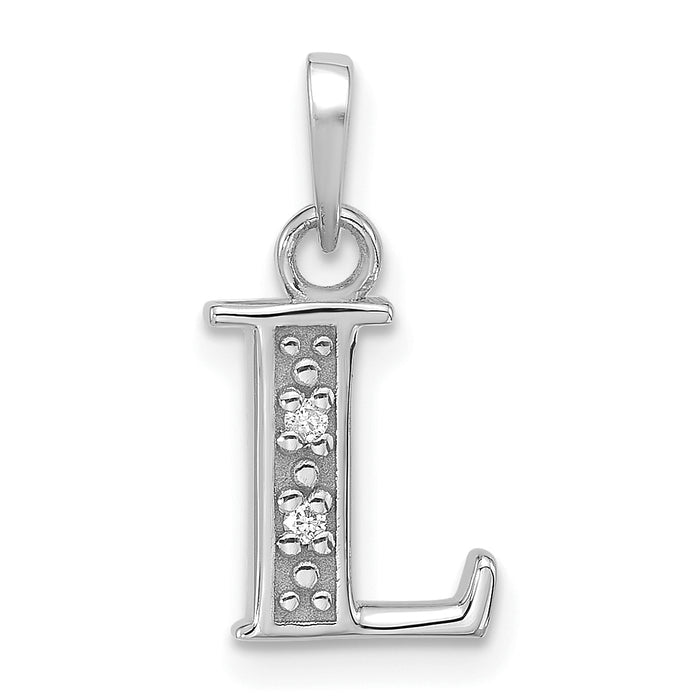 14K White Gold Diamond Letter L Initial Pendant-YC1541WL