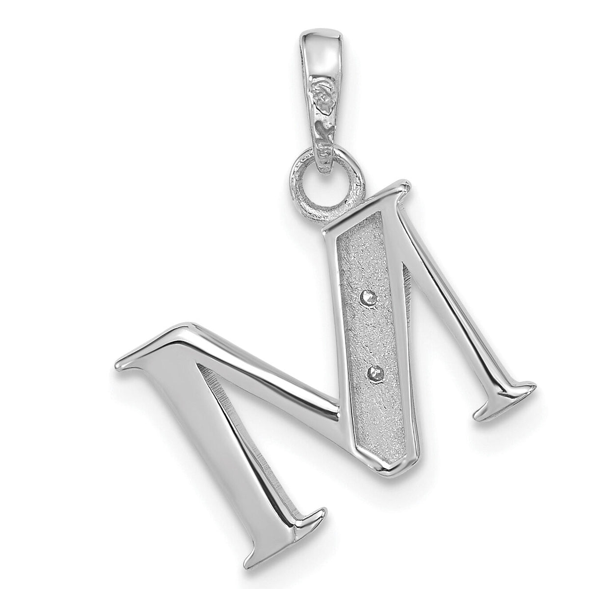 14K White Gold Diamond Letter M Initial Pendant-YC1541WM