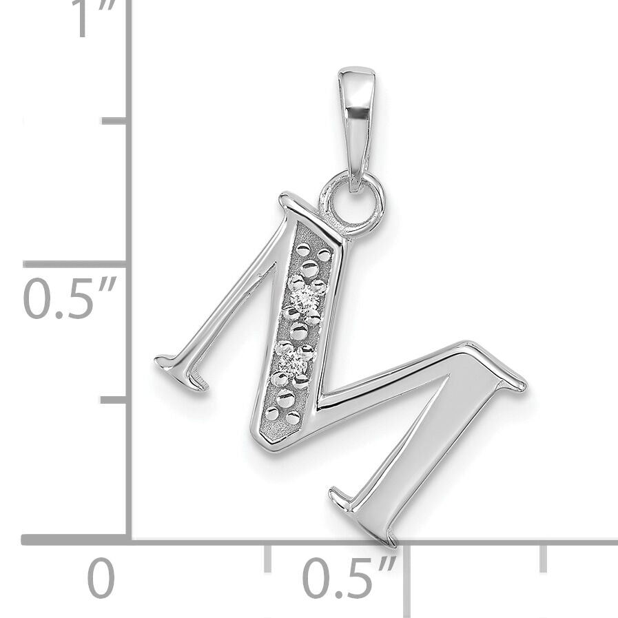 14K White Gold Diamond Letter M Initial Pendant-YC1541WM