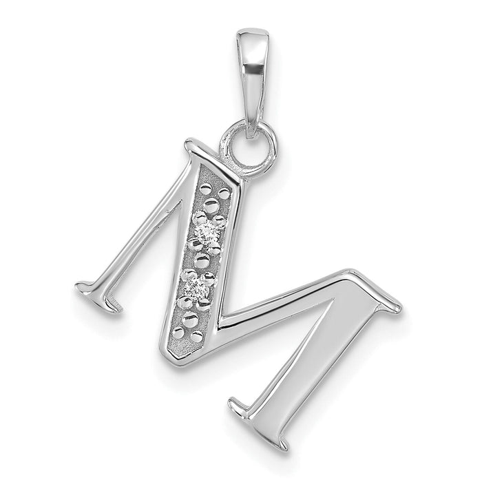 14K White Gold Diamond Letter M Initial Pendant-YC1541WM
