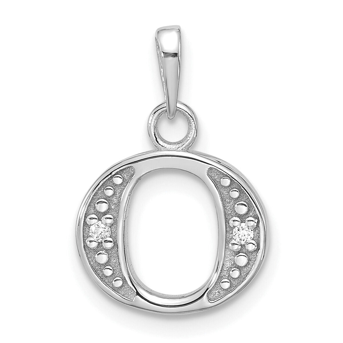 14K White Gold Diamond Letter O Initial Pendant-YC1541WO
