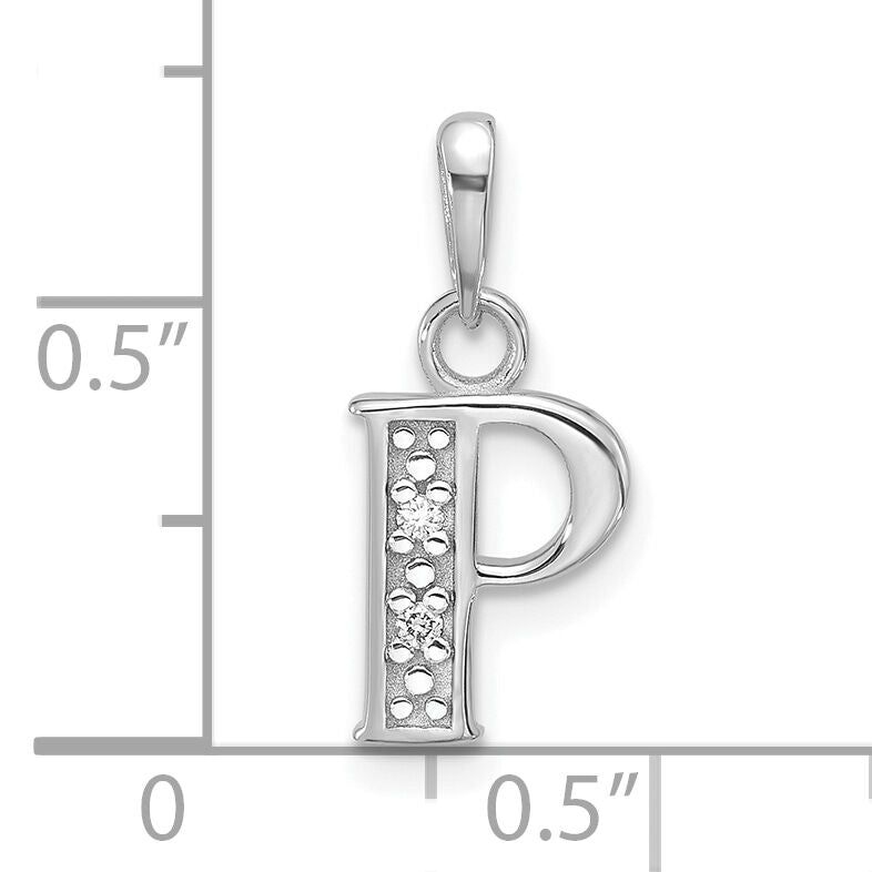14K White Gold Diamond Letter P Initial Pendant-YC1541WP