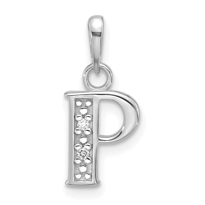 14K White Gold Diamond Letter P Initial Pendant-YC1541WP