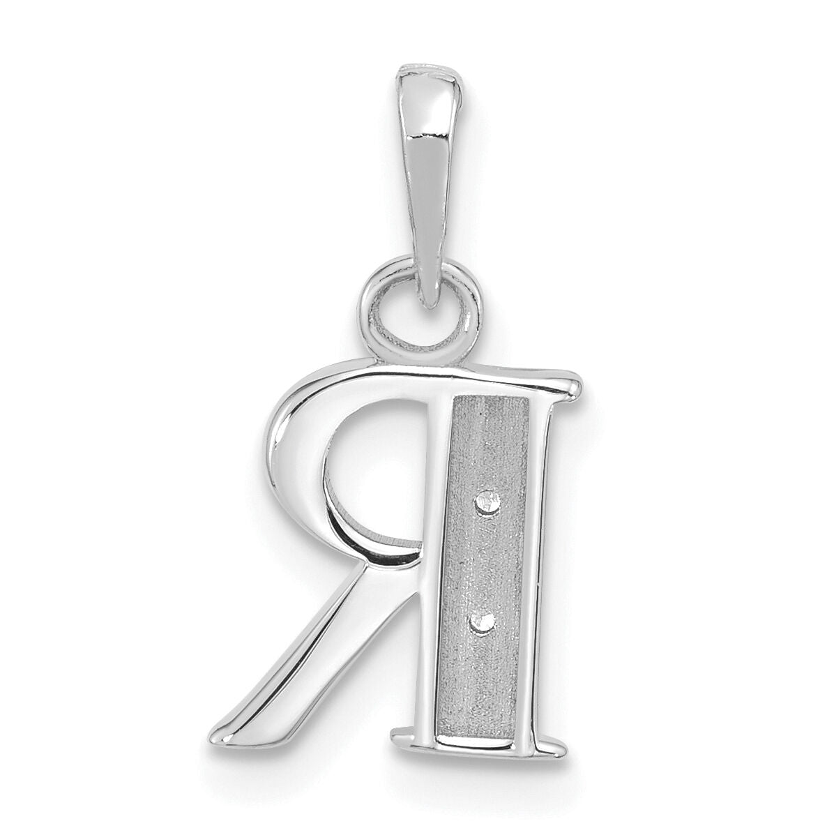 14K White Gold Diamond Letter R Initial Pendant-YC1541WR