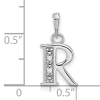 14K White Gold Diamond Letter R Initial Pendant-YC1541WR