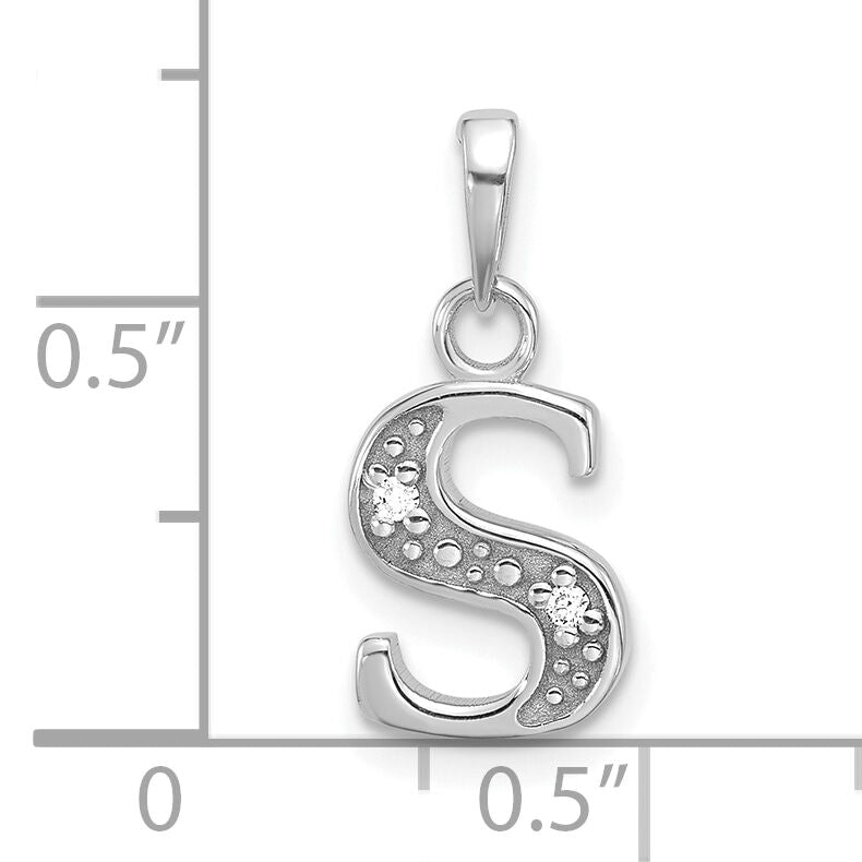 14K White Gold Diamond Letter S Initial Pendant-YC1541WS