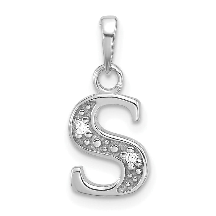 14K White Gold Diamond Letter S Initial Pendant-YC1541WS