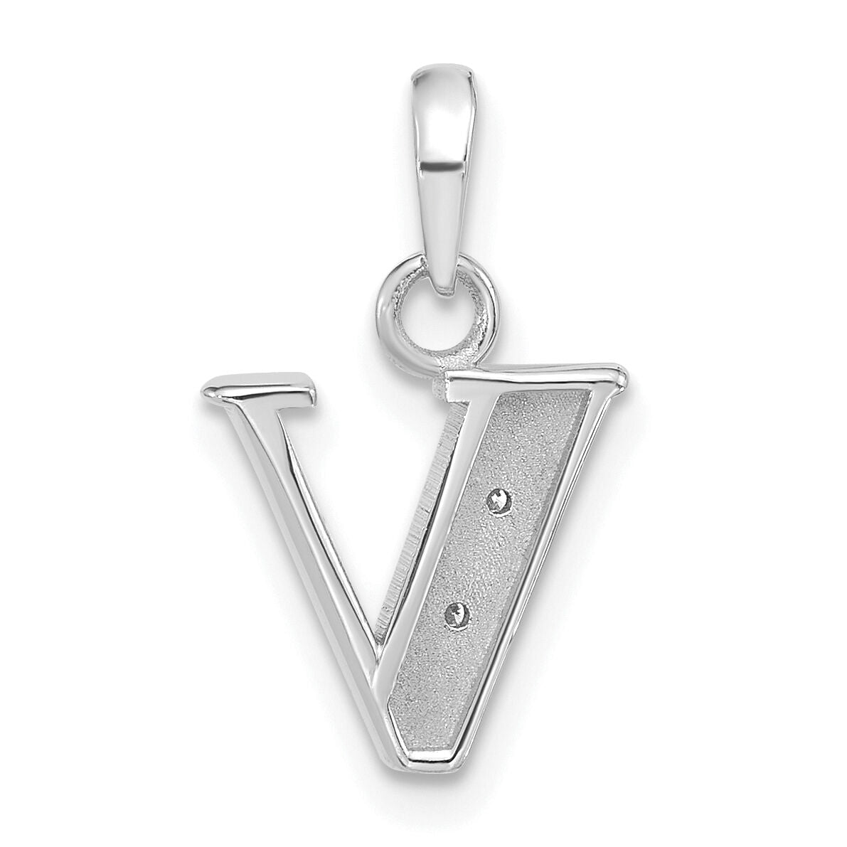 14K White Gold Diamond Letter V Initial Pendant-YC1541WV