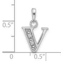 14K White Gold Diamond Letter V Initial Pendant-YC1541WV