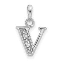 14K White Gold Diamond Letter V Initial Pendant-YC1541WV