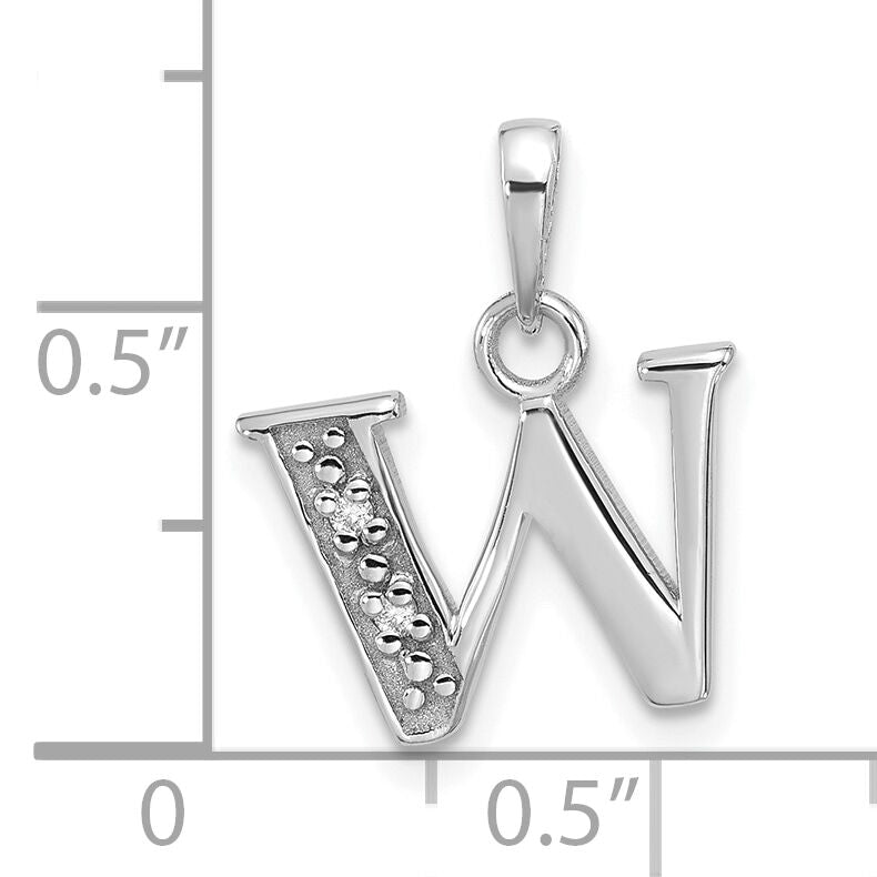 14K White Gold Diamond Letter W Initial Pendant-YC1541WW