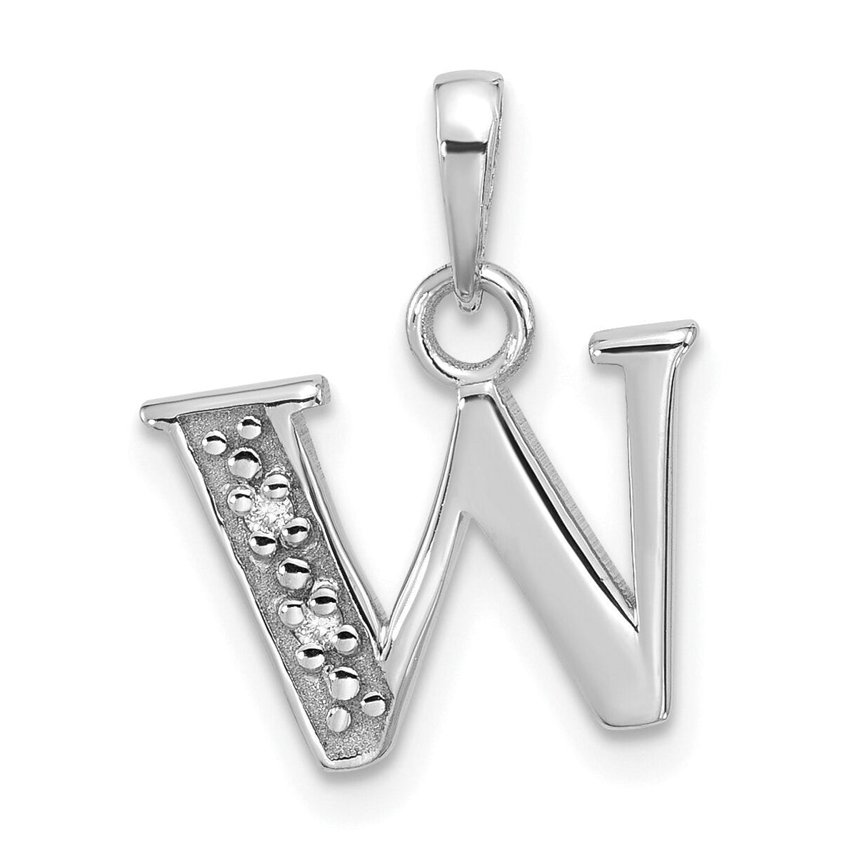 14K White Gold Diamond Letter W Initial Pendant-YC1541WW