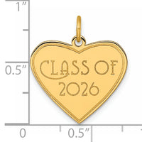 14k Polished Class of 2026 Heart Charm-YC1542-26