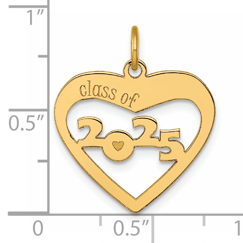 14K Polished CLASS OF 2025  Cut Out Heart Charm-YC1543-25