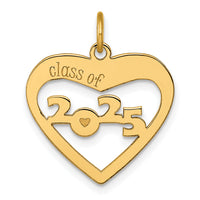 14K Polished CLASS OF 2025  Cut Out Heart Charm-YC1543-25
