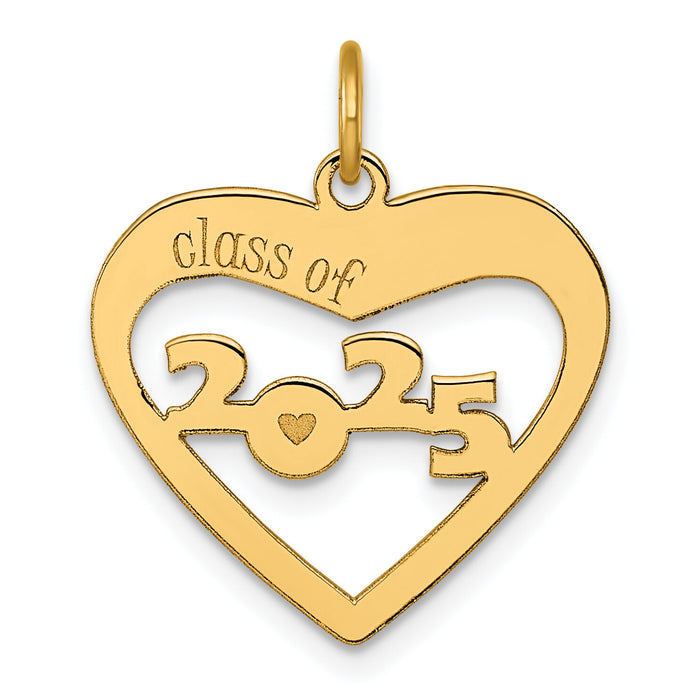 14K Polished CLASS OF 2025  Cut Out Heart Charm-YC1543-25