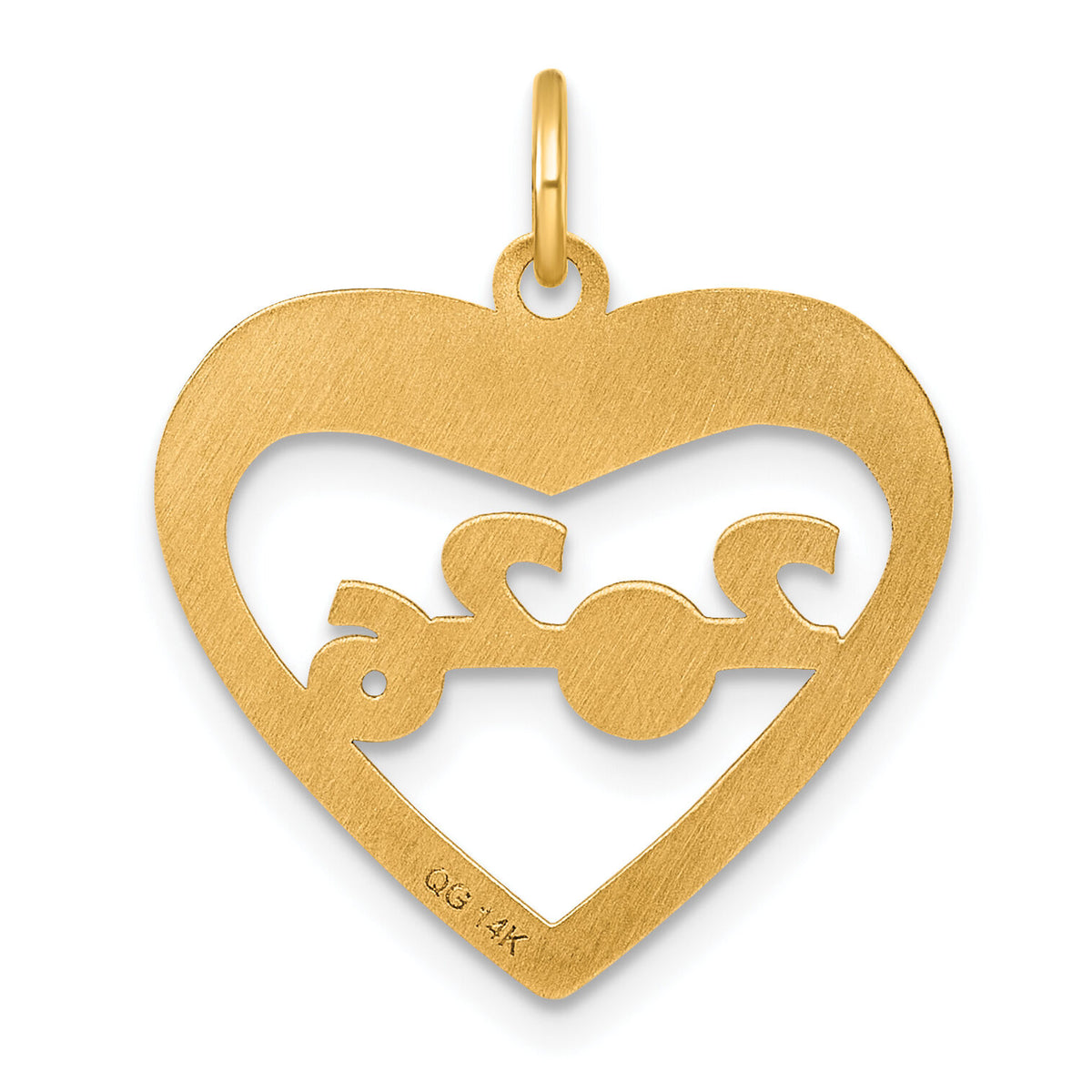 14K Polished CLASS OF 2026  Cut Out Heart Charm-YC1543-26