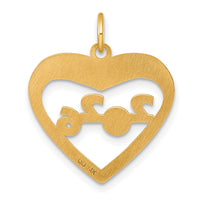 14K Polished CLASS OF 2026  Cut Out Heart Charm-YC1543-26