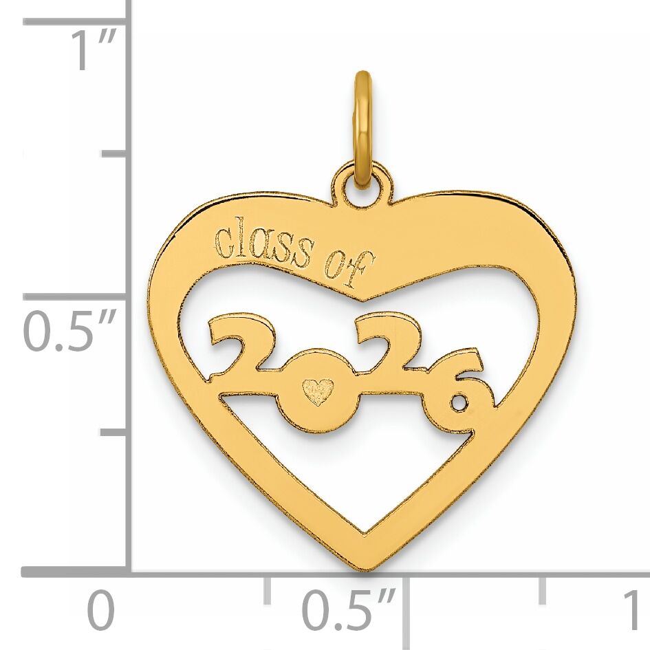 14K Polished CLASS OF 2026  Cut Out Heart Charm-YC1543-26