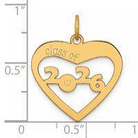 14K Polished CLASS OF 2026  Cut Out Heart Charm-YC1543-26