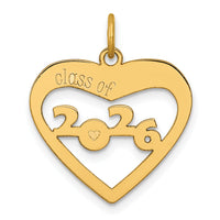 14K Polished CLASS OF 2026  Cut Out Heart Charm-YC1543-26