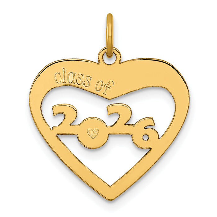 14K Polished CLASS OF 2026  Cut Out Heart Charm-YC1543-26