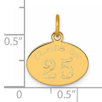 14k Polished Oval CLASS OF 2025 Charm-YC1544-25