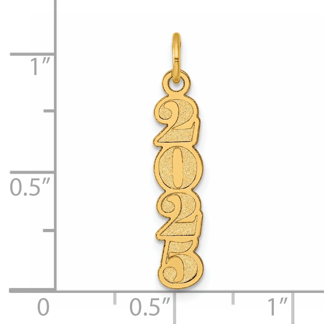 14K Polished and Satin Vertical 2025 Charm-YC1546-25