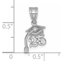14K White Gold Graduation Cap 25 w/ Dangling Tassel Charm-YC1547W-25