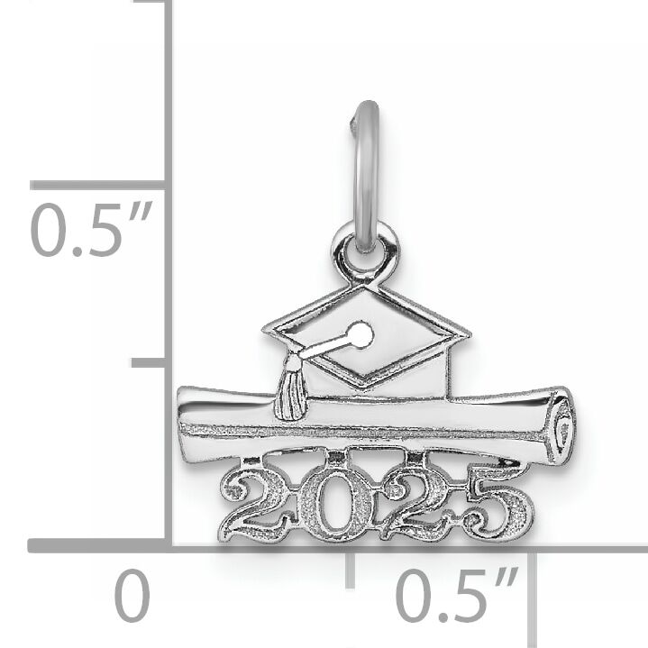 14K White Gold 2025 Graduation Cap and Diploma Charm-YC1550W-25