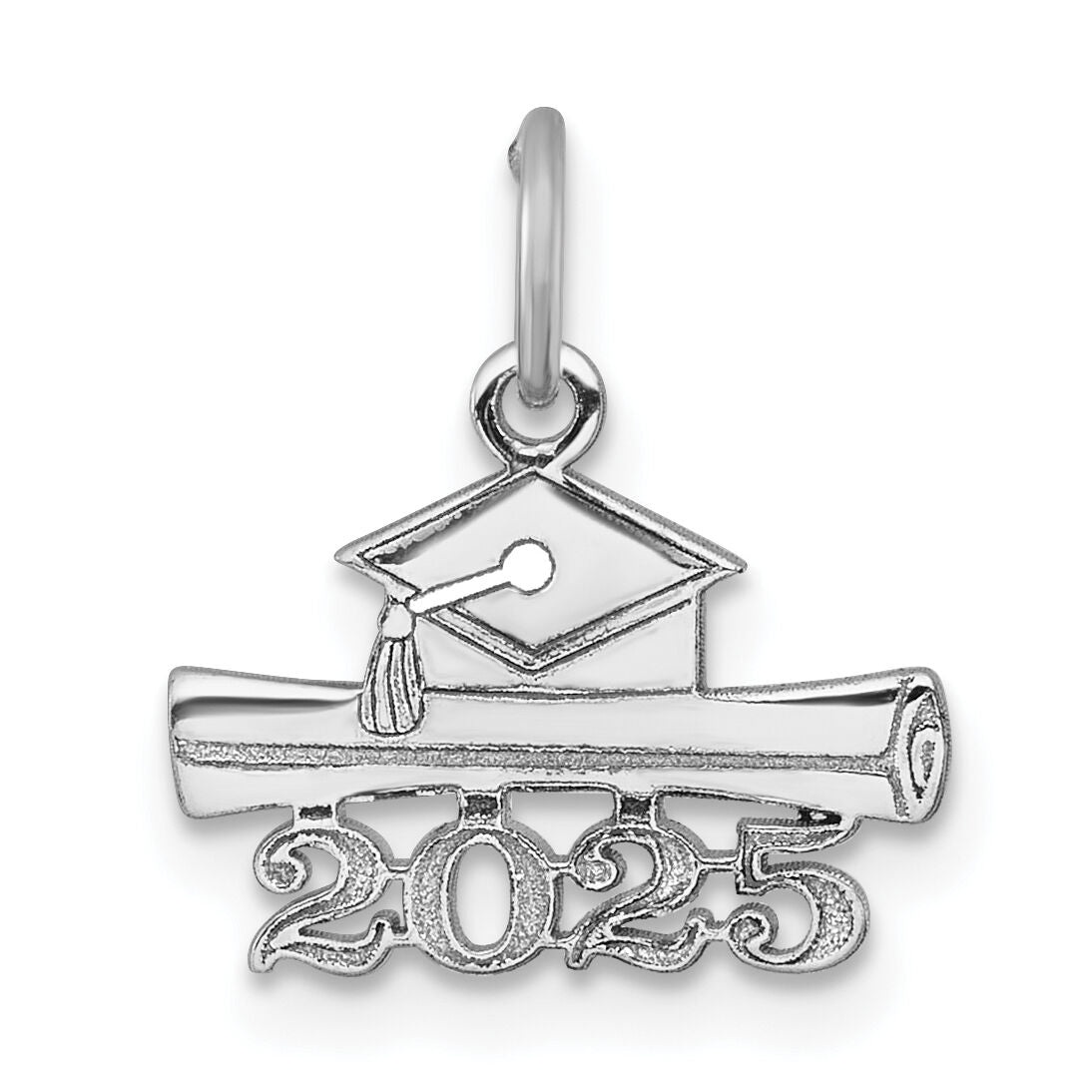 14K White Gold 2025 Graduation Cap and Diploma Charm-YC1550W-25