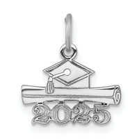 14K White Gold 2025 Graduation Cap and Diploma Charm-YC1550W-25