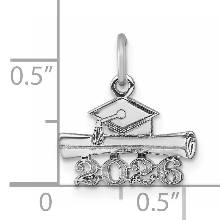 14K White Gold 2026 Graduation Cap and Diploma Charm-YC1550W-26