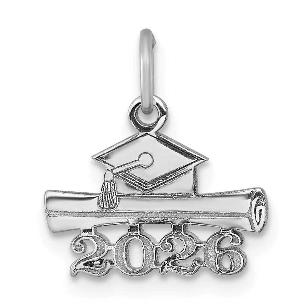 14K White Gold 2026 Graduation Cap and Diploma Charm-YC1550W-26