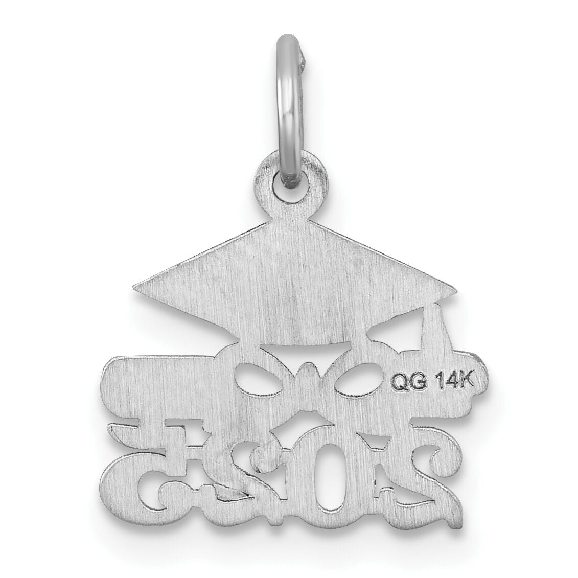 14K White Gold Graduation Cap and Diploma 2025 Charm-YC1551W-25