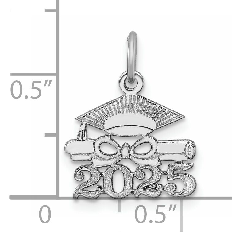 14K White Gold Graduation Cap and Diploma 2025 Charm-YC1551W-25