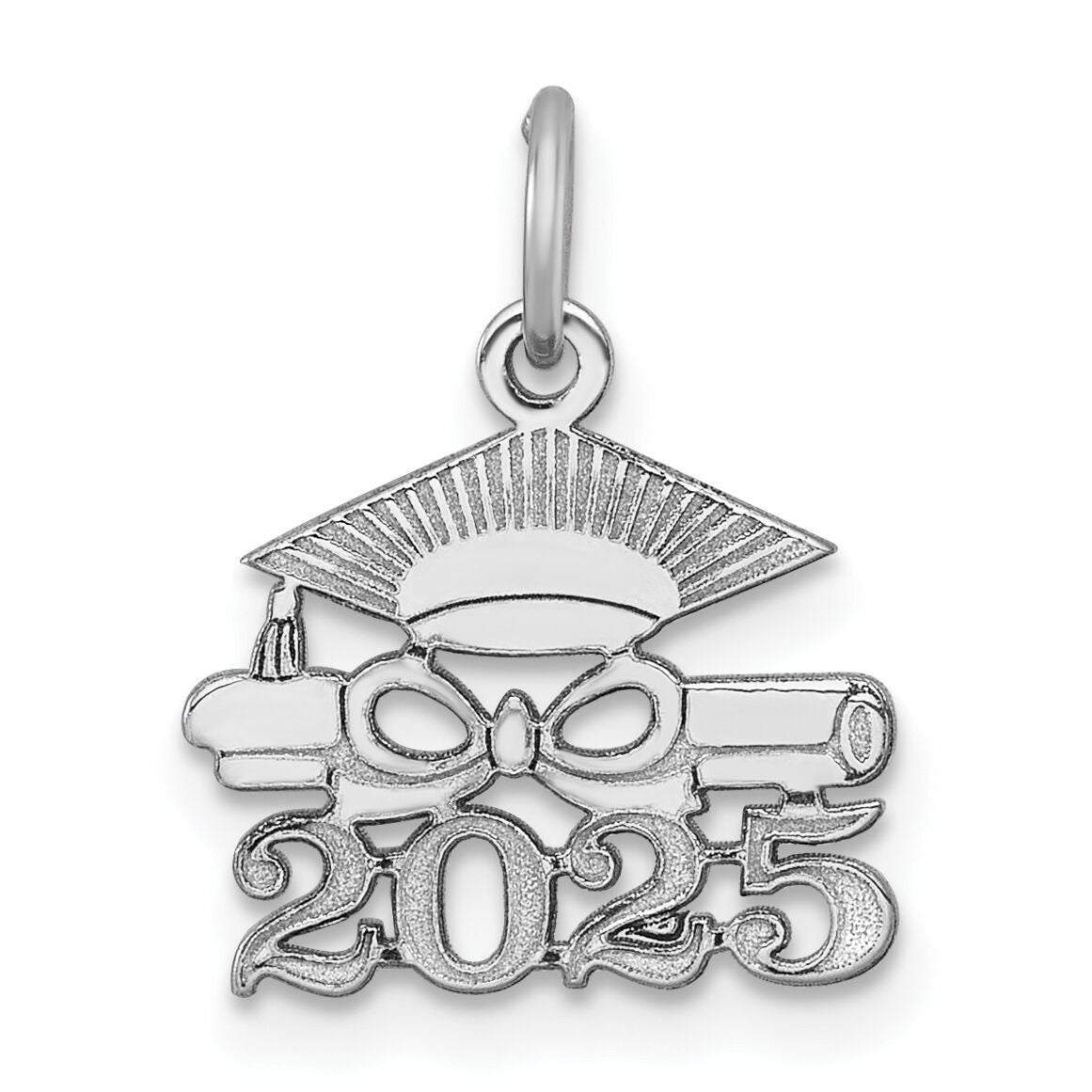 14K White Gold Graduation Cap and Diploma 2025 Charm-YC1551W-25