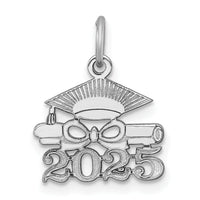 14K White Gold Graduation Cap and Diploma 2025 Charm-YC1551W-25