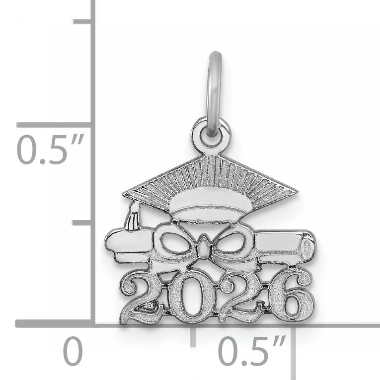14K White Gold Graduation Cap and Diploma 2026 Charm-YC1551W-26